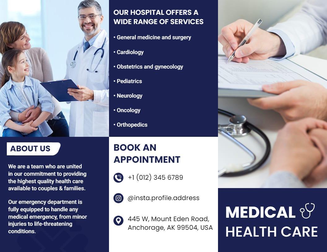 Medical Health Care Services Emergency Assistance Brochure Template