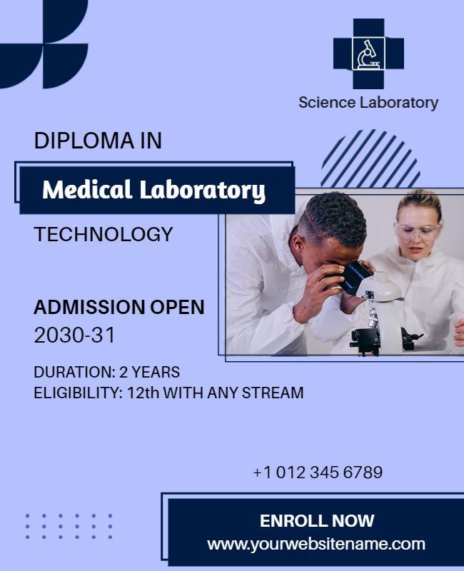 Medical Laboratory Diploma Admission Flyer Template