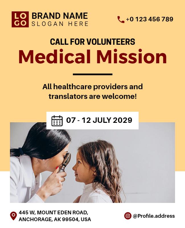 Medical Mission Volunteer Recruitment Flyer Template