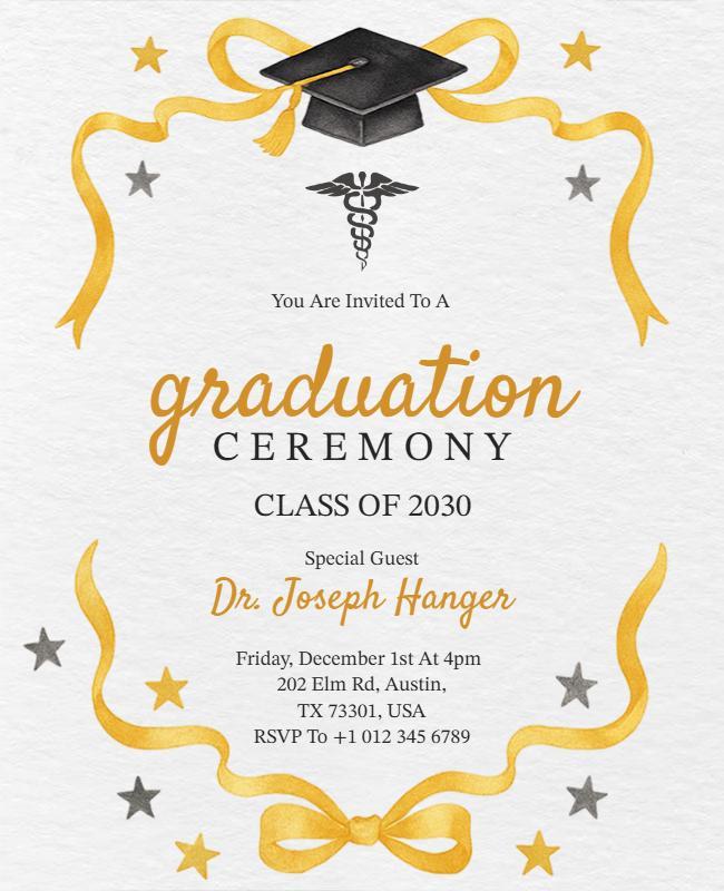 Medical School Graduation Ceremony Invitation Flyer Template