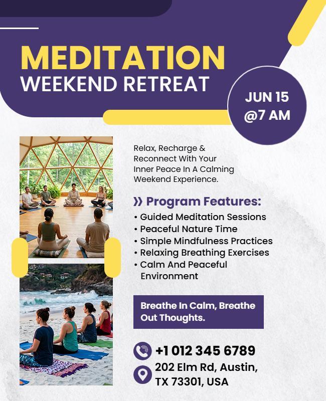 Meditation Weekend Retreat Event Flyer Template
