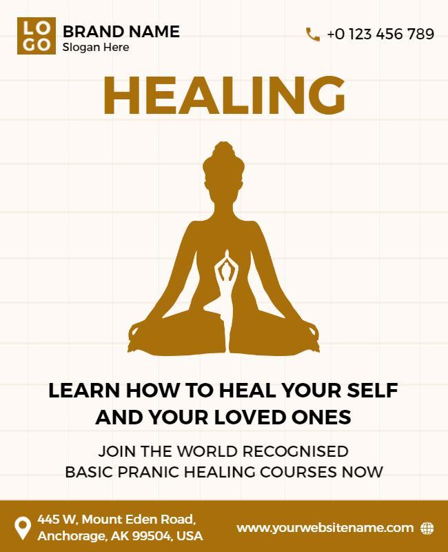 Meditative Gold Pranic Healing Course Enrollment Poster Template