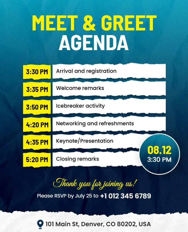 Meet and Greet Event Agenda Flyer Template