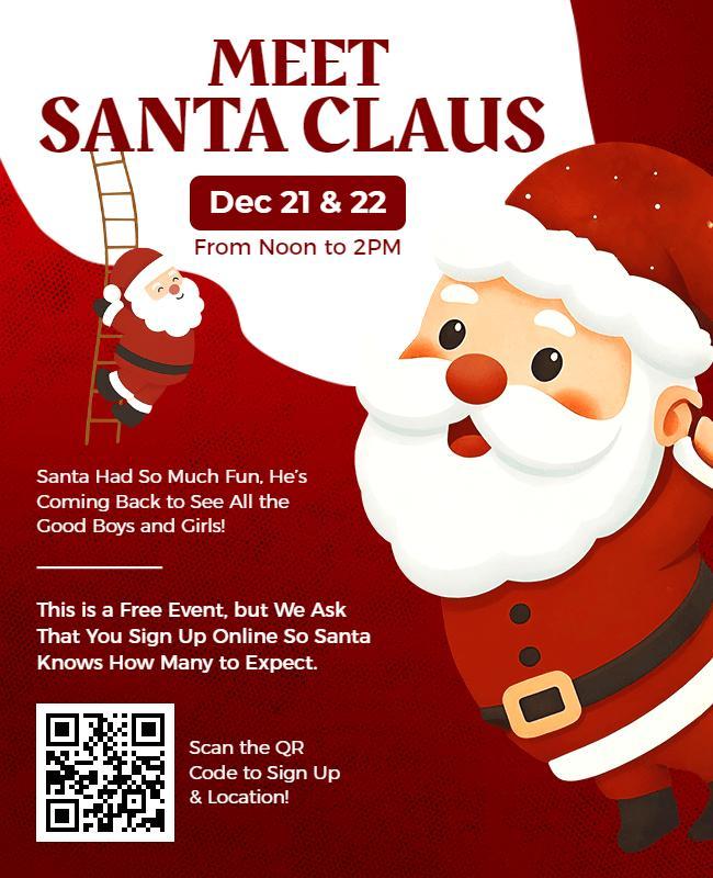 Meet Santa Claus Christmas Holiday Event Flyer Template