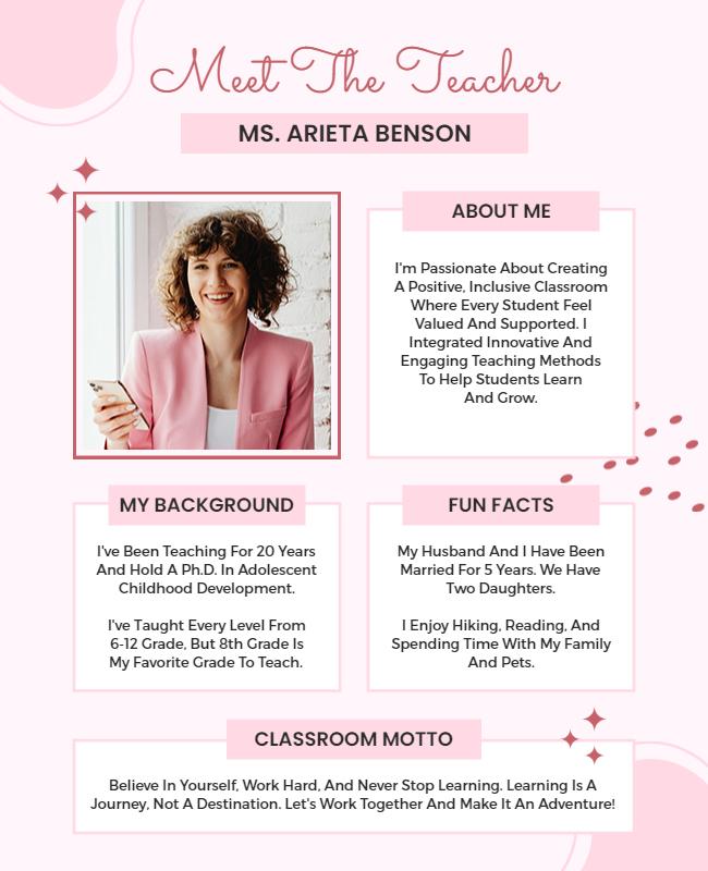 Meet the Teacher Introduction Flyer Template