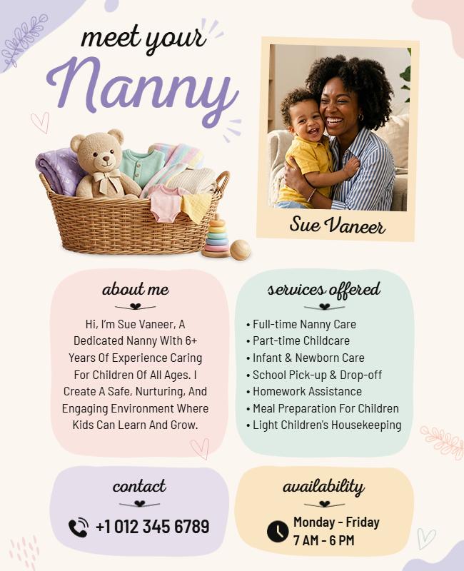 Meet Your Professional Nanny Profile Flyer Template