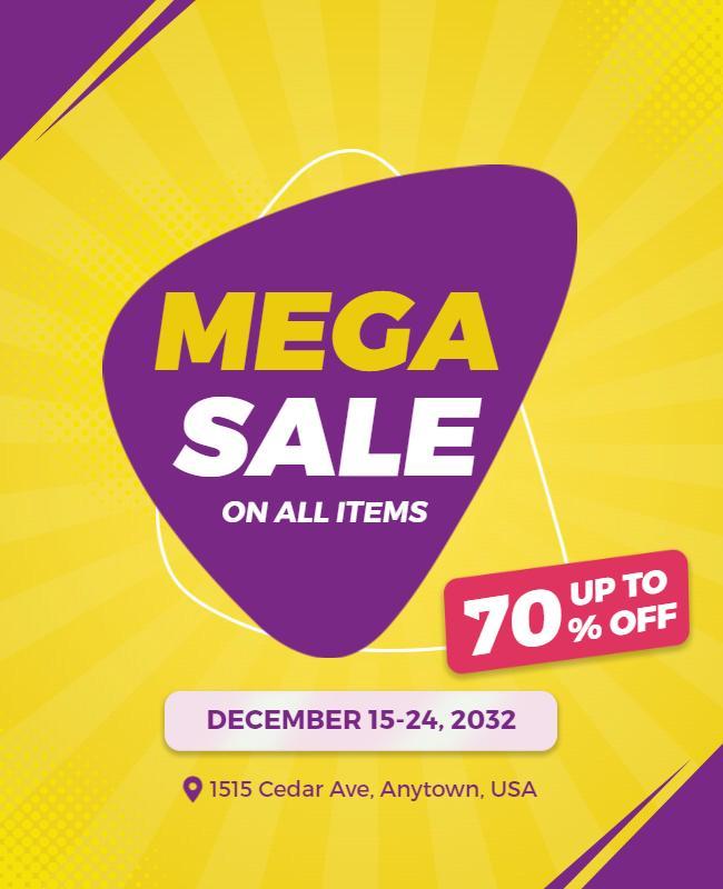 Vibrant Yellow Promotional Mega Sale Flyer Template