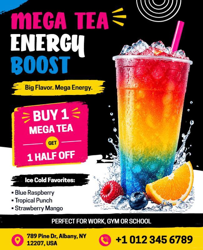 Mega Tea Energy Boost Promotional Flyer Template