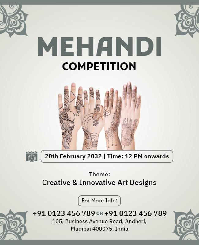 Mehndi Art Competition Event Flyer Template