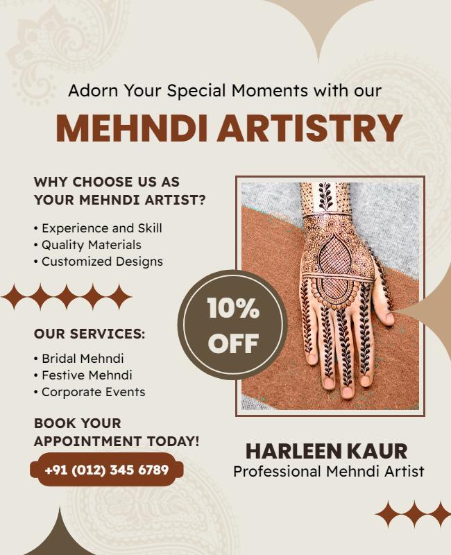 Mehndi Artistry Services Promotion Flyer Template