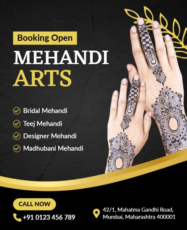 Mehndi Arts Booking Services Flyer Template