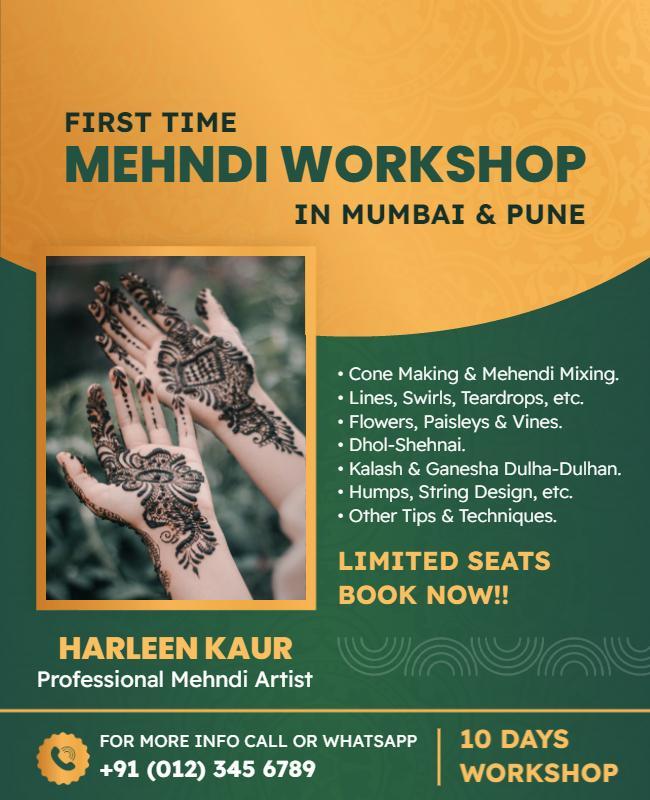 Mehndi Workshop Event Promotion Flyer Template