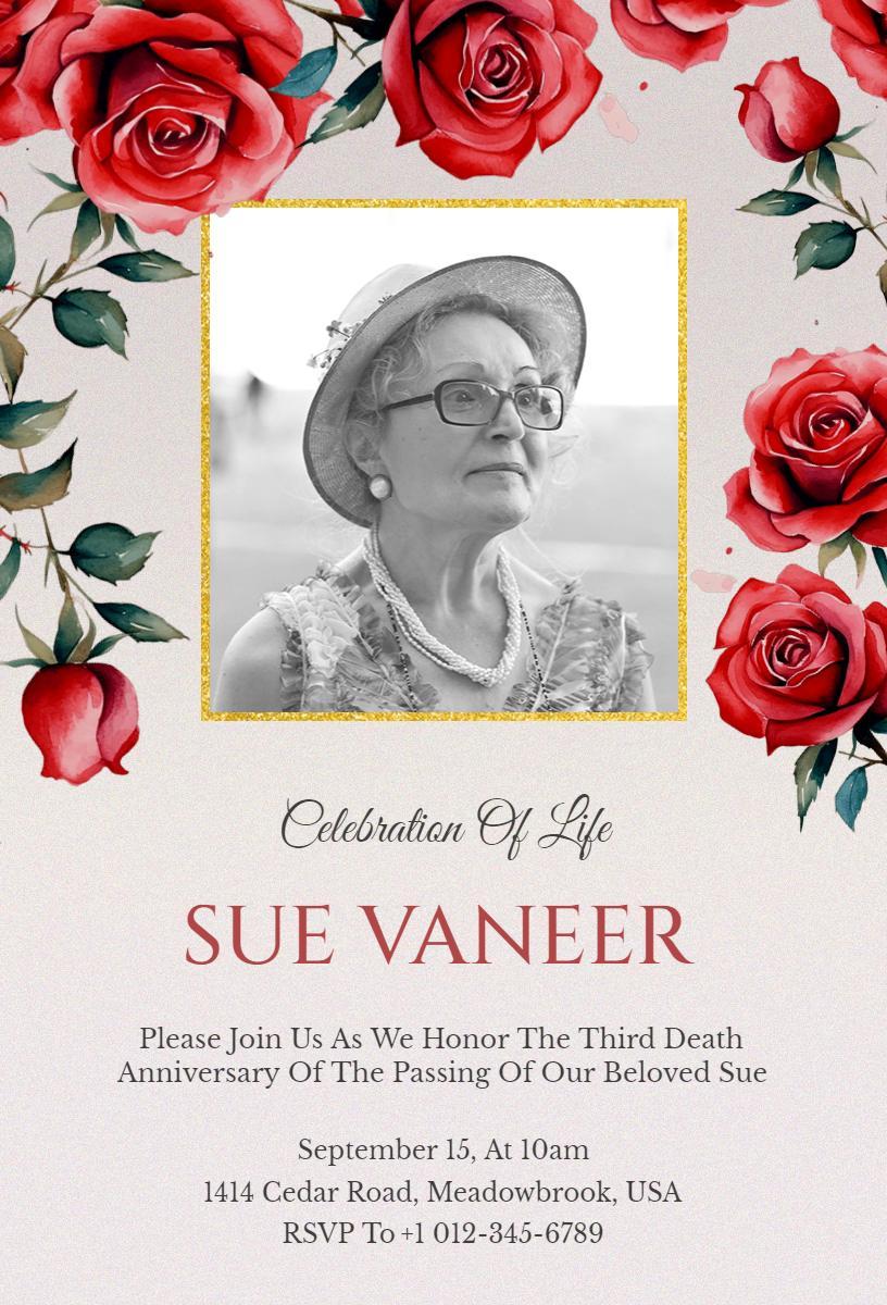 Memorable Celebration of Life Honoring Loved One Invitation Template