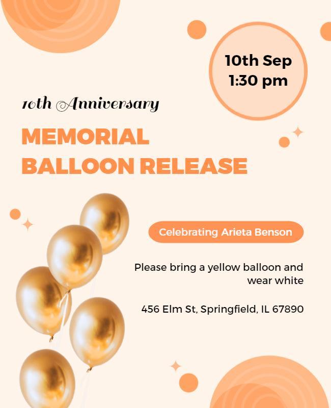 Memorial Balloon Release Anniversary Event Flyer Template