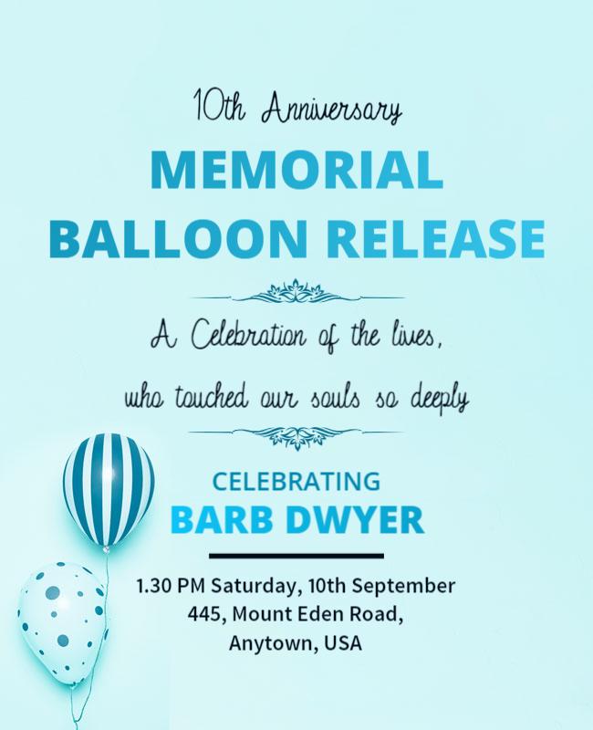 Memorial Balloon Release Commemoration Flyer Template