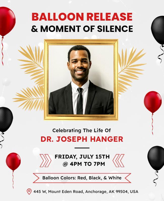 Elegant Red and Black Balloon Release Memorial Flyer Template