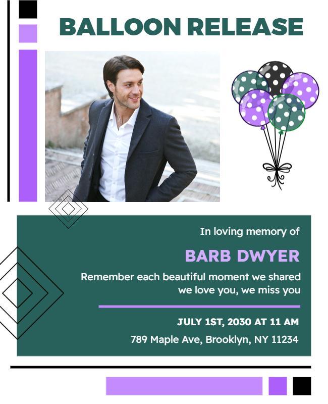 Elegant Pastel Balloon Release Memorial Flyer Template