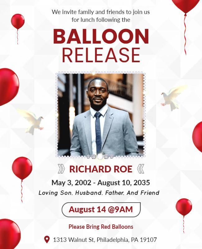 Joyful Red Balloon Release Memorial Flyer Template