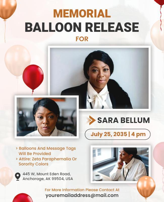 Heartfelt Memorial Balloon Release Ceremony Flyer Template