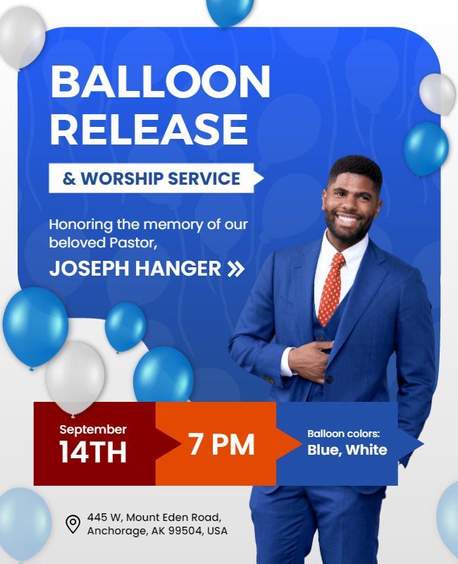 Memorial Balloon Release Worship Service Flyer Template