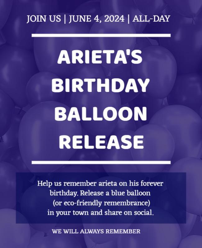 Memorial Birthday Balloon Release Flyer Template