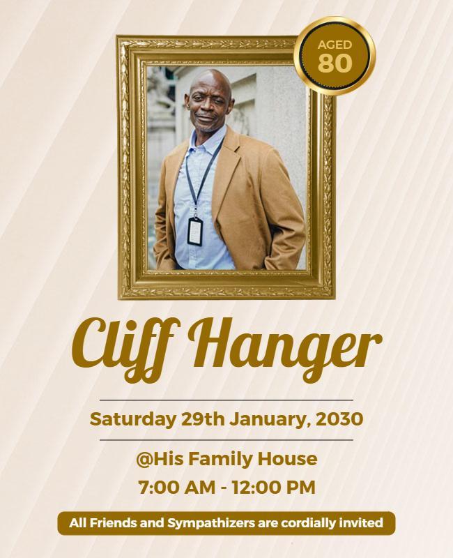 Elegant Golden Frame Celebration of Life Flyer Template