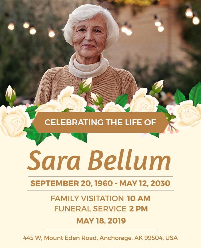 Elegant Floral Tribute to Life Celebration Flyer Template