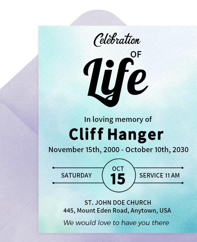 Serene Watercolor Celebration of Life Memorial Flyer Template