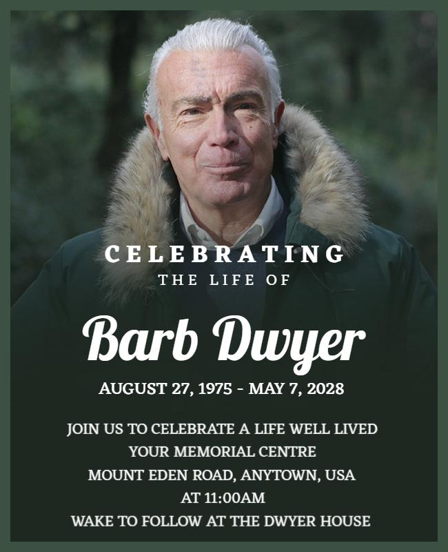 Elegant Green Memorial Celebration of Life Flyer Template