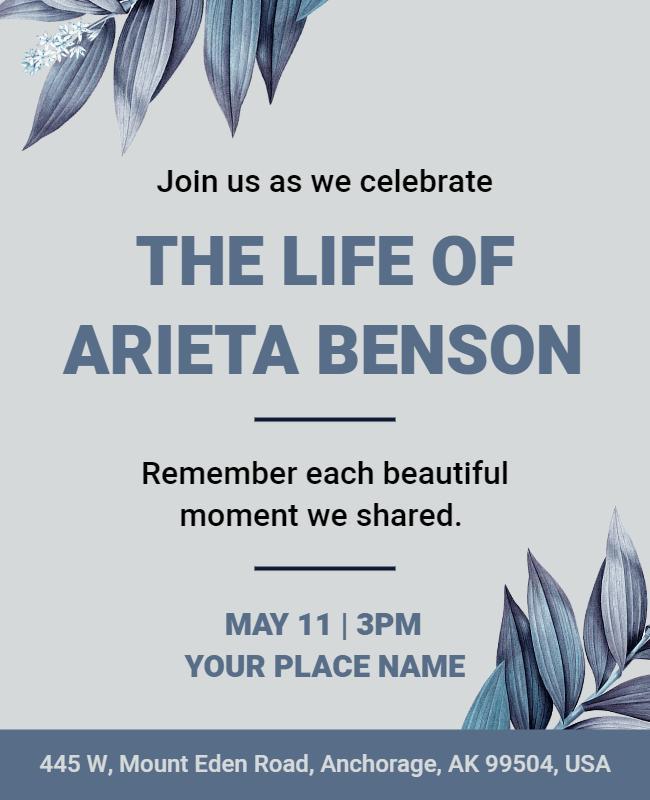 Memorial Celebration Of Life Event Flyer Template