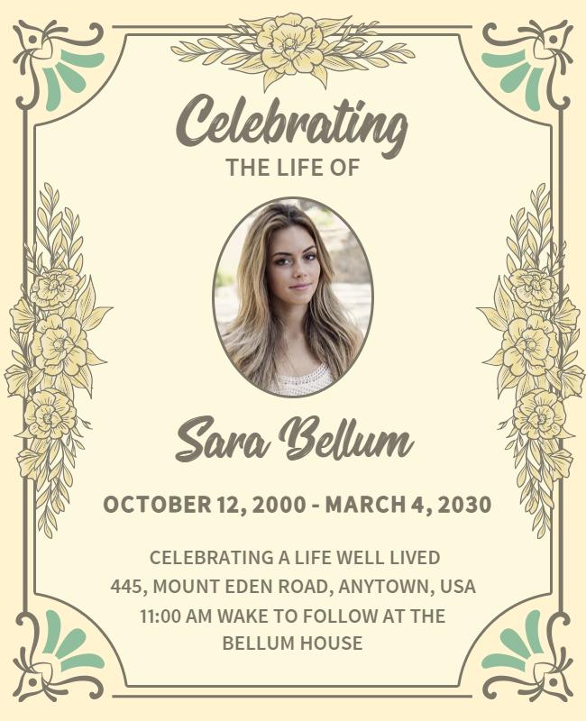 Memorial Celebration Of Life Flyer Template