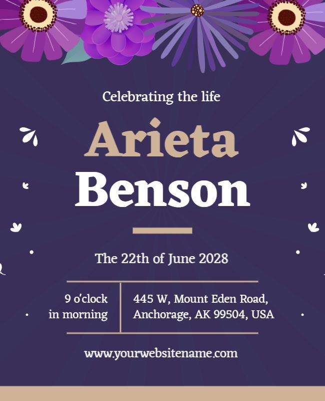 Memorial Celebration with Floral Design Flyer Template