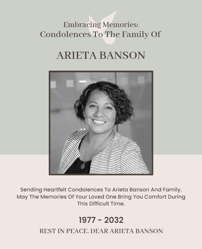 Memorial Condolence Announcement Flyer Template