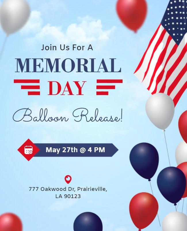 Memorial Day Balloon Release Event Flyer Template