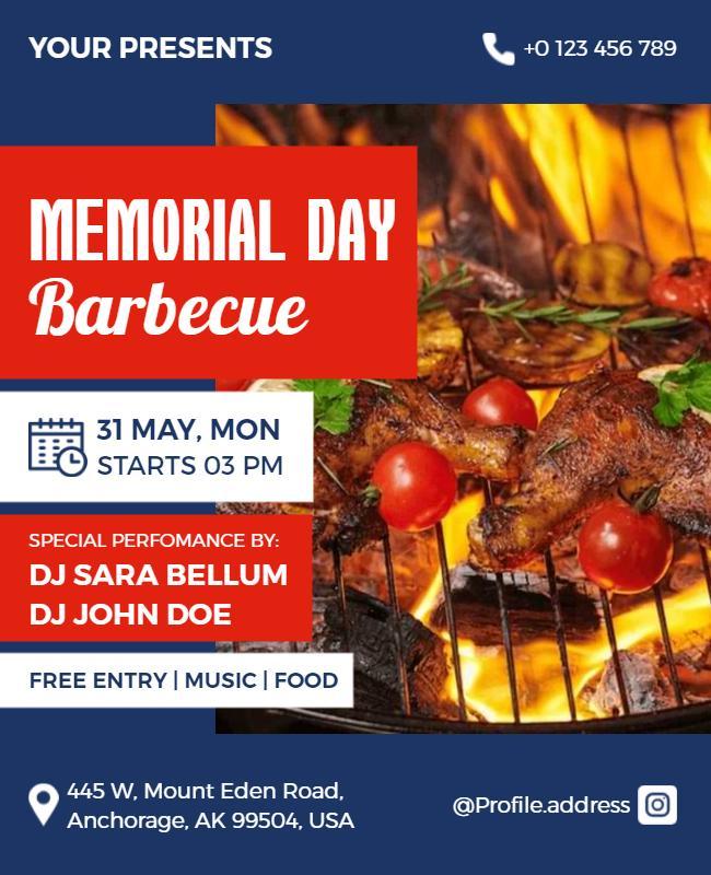 Memorial Day Barbecue Event Flyer Template