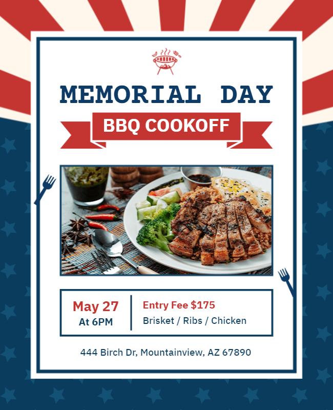 Memorial Day Bbq Cookoff Event Flyer Template