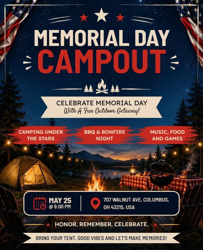 Memorial Day Campout Event Flyer Template