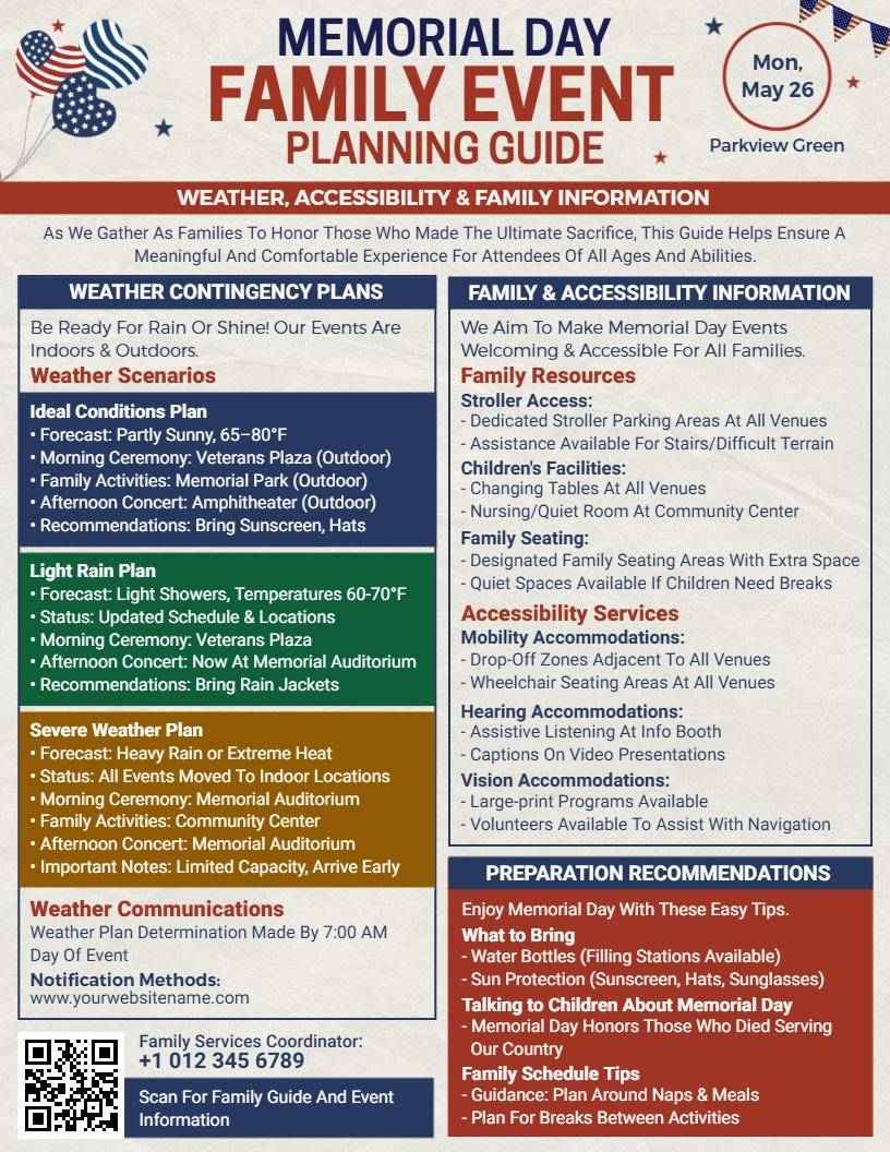 Memorial Day Family Event Planning Flyer Template