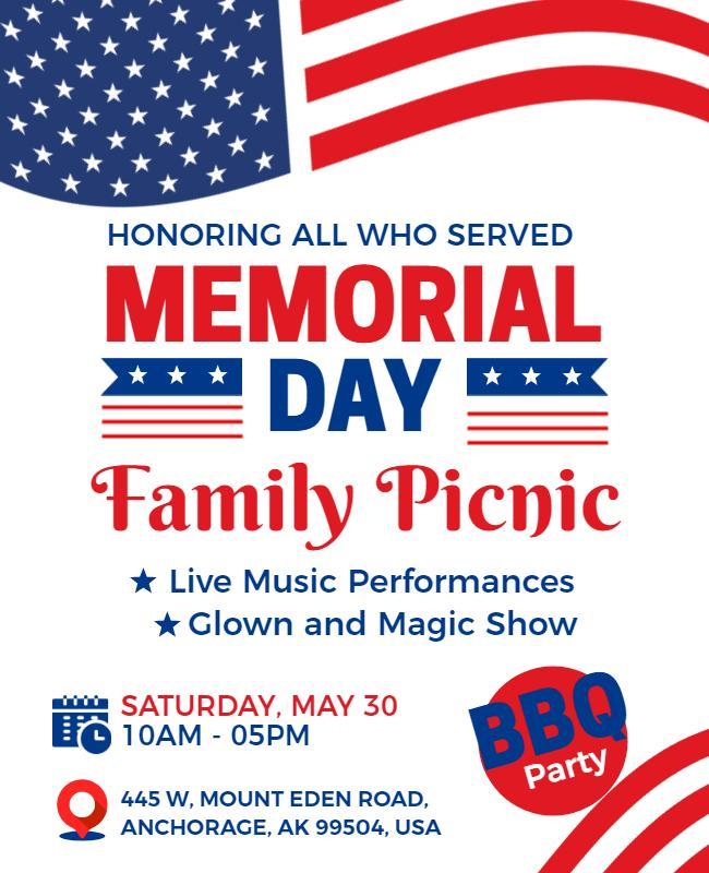 Memorial Day Family Picnic Event Flyer Template