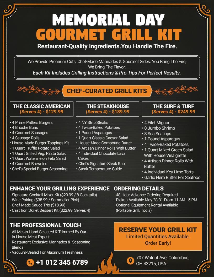 Memorial Day Gourmet Grill Kit Flyer Template