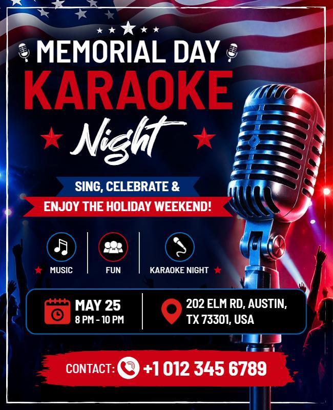 Memorial Day Karaoke Night Event Flyer Template
