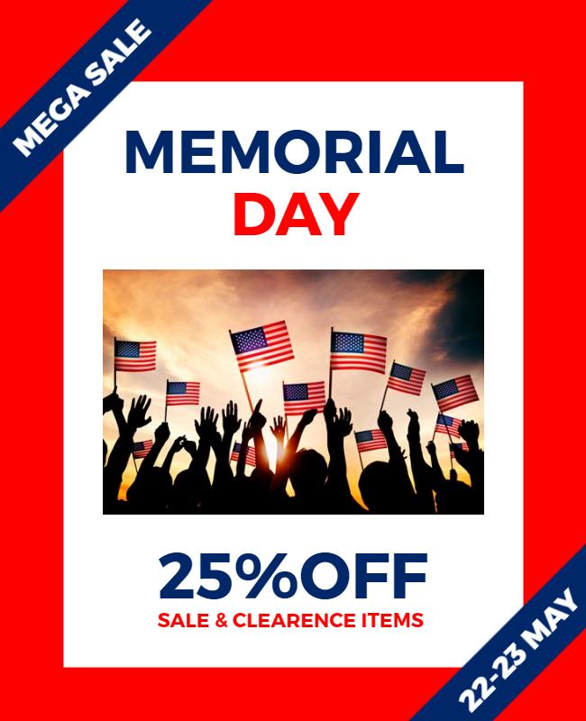 Memorial Day Mega Sale Promotion Flyer Template