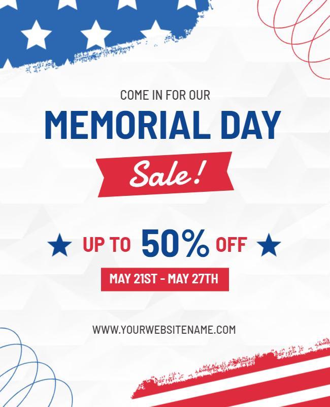 Patriotic Red, White, and Blue Memorial Day Sale Flyer Template