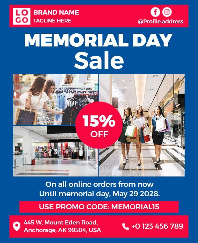 Memorial Day Shopping Sale Flyer Template