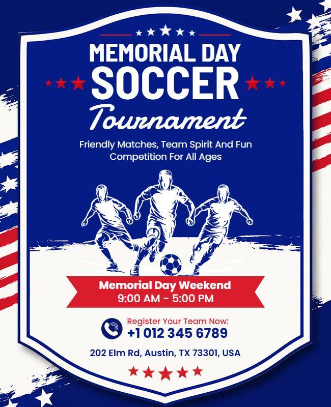 Memorial Day Soccer Tournament Flyer Template