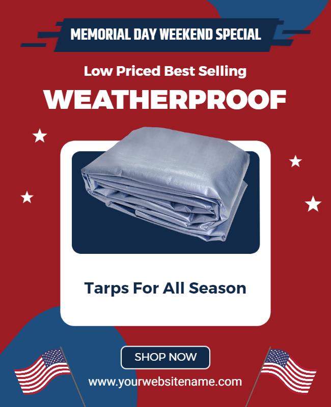 Memorial Day Weatherproof Tarps Promotion Flyer Template