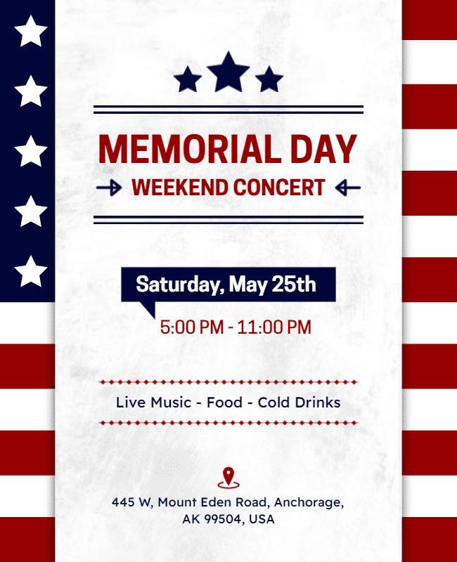 Memorial Day Weekend Concert Event Flyer Template