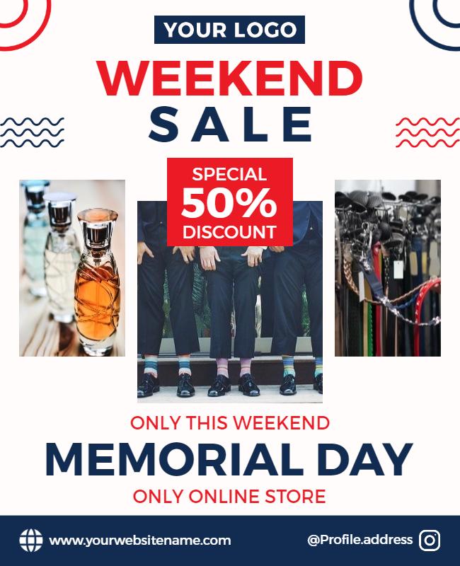 Memorial Day Weekend Sale Discount Flyer Template