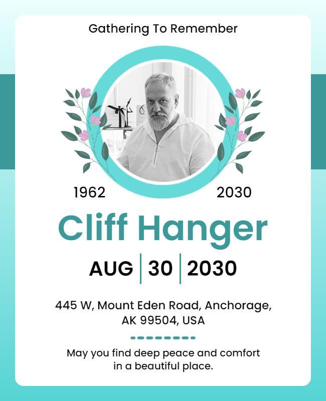 Memorial Gathering Remembering Life Event Flyer Template