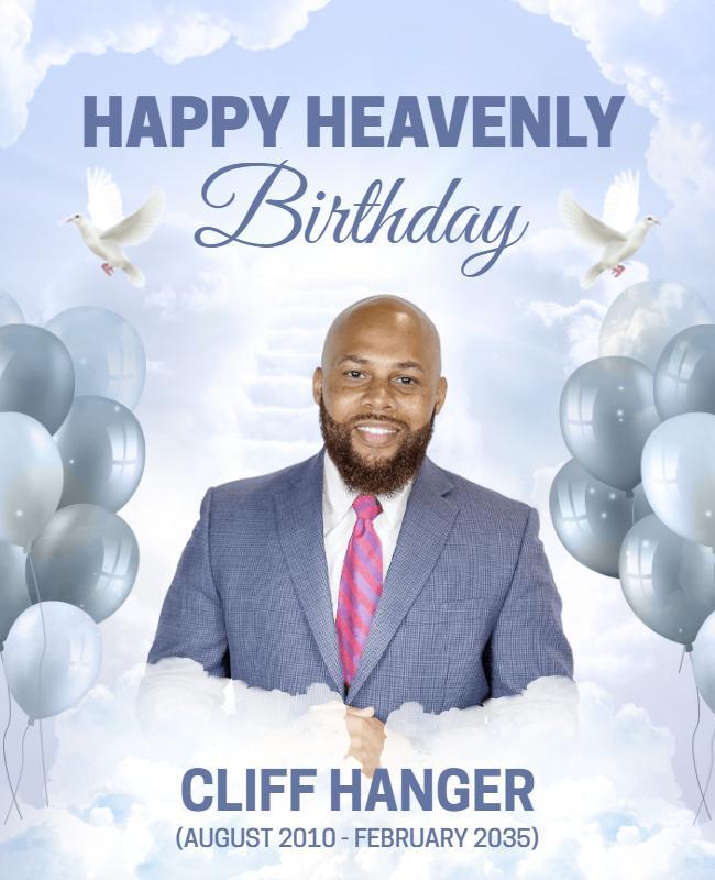 Memorial Heavenly Birthday Celebration Flyer Template